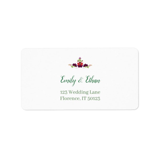 Étiquette Personalized Folk Floral Wedding Greenery Design (Devant)