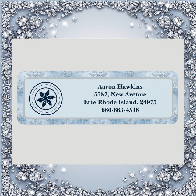Étiquette Personalized Logo Ice Blue Frost Snowflake Border (Personalized Logo Ice Blue Frost Snowflake Border Label)