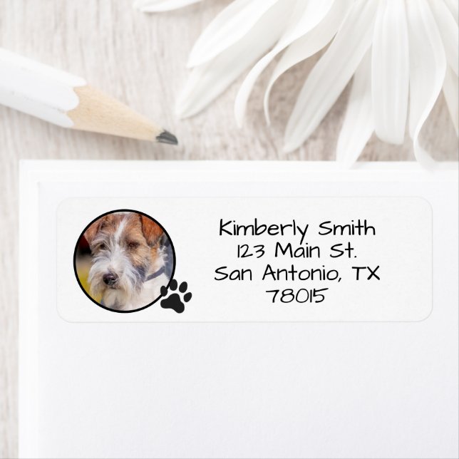 Étiquette Personalized Pet Photo Return Address (En situation)