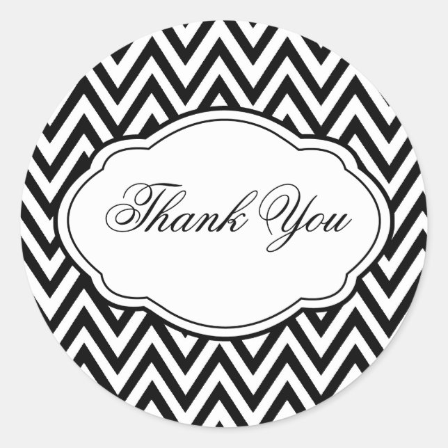 Étiquette personnalisable Chevron noir et blanc (Devant)