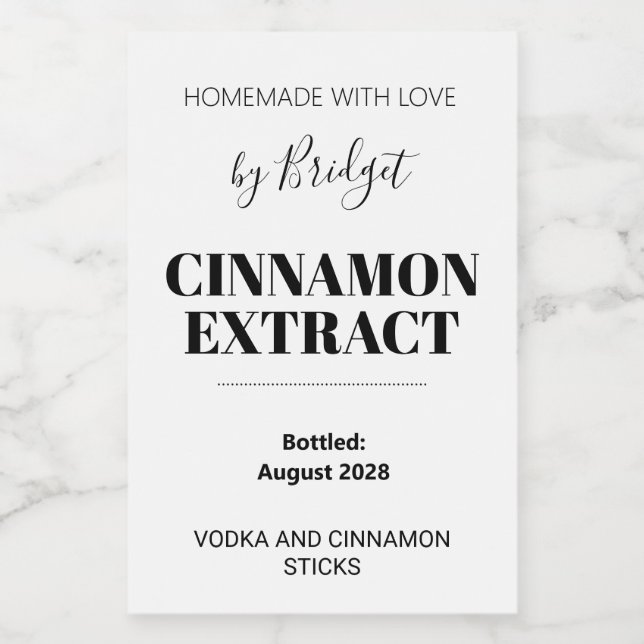 Étiquette personnalisable d'extrait de cannelle (Étiquettes simples)