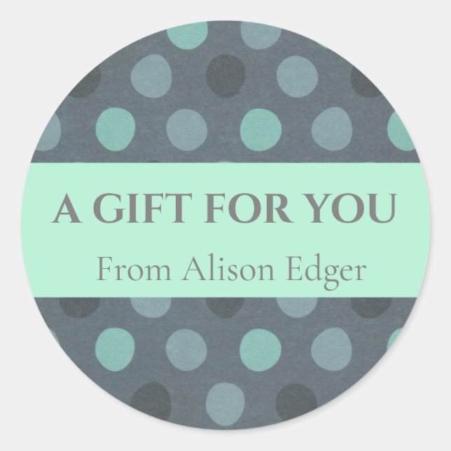 Étiquette personnalisable Turquoise à pois Pop Mod (Devant)