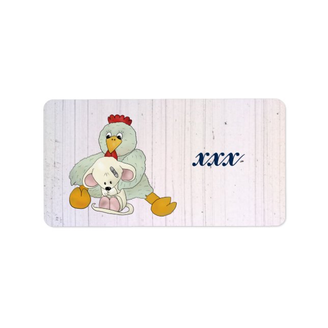 Étiquette Personnalisation de la poule et de la souris (Devant)