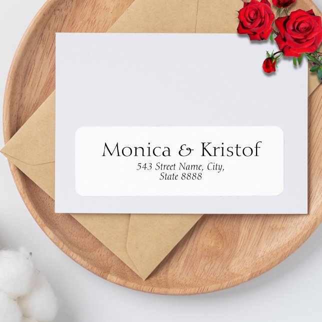 Étiquette Personnalisation de mariage Simple Noir en Blanc É (Créateur téléchargé)