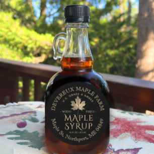 Étiquette personnalisé au sirop d'érable or et feu