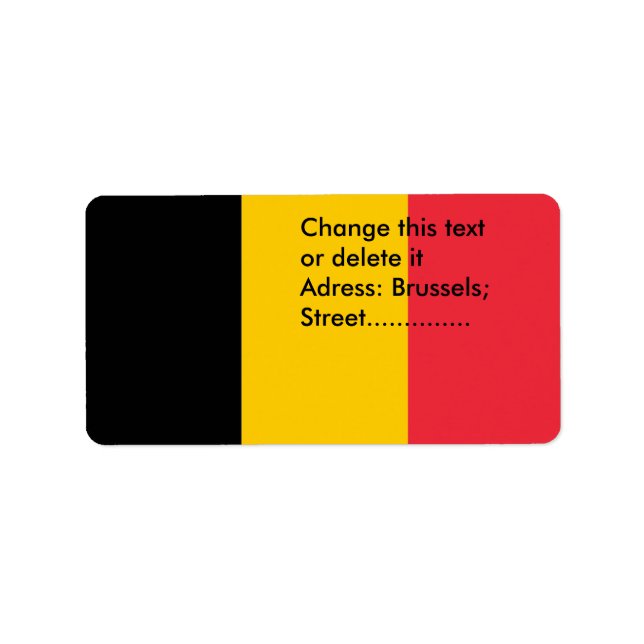 Étiquette personnalisé avec drapeau de Belgique (Devant)