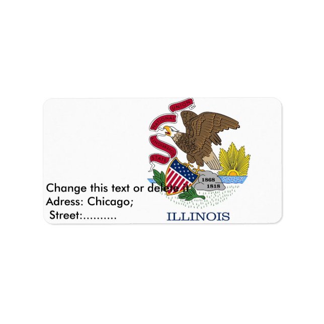 Étiquette personnalisé avec drapeau de l'Illinois, (Devant)