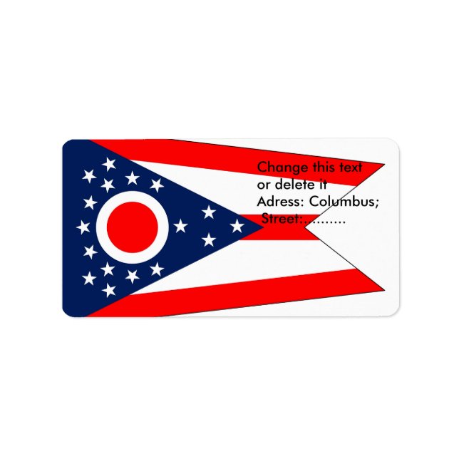 Étiquette personnalisé avec drapeau de l'Ohio, Éta (Devant)