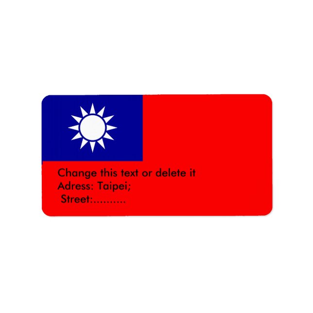 Étiquette personnalisé avec drapeau de Taiwan (Devant)