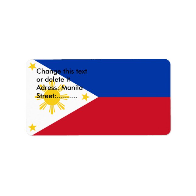 Étiquette personnalisé avec drapeau des Philippine (Devant)