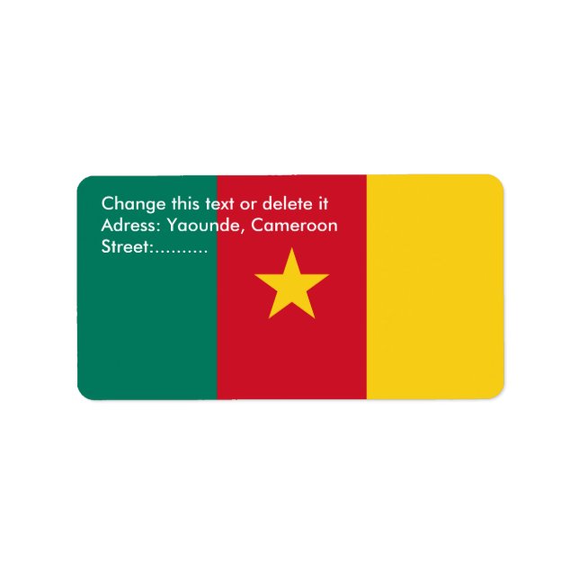 Étiquette personnalisé avec drapeau du Cameroun (Devant)