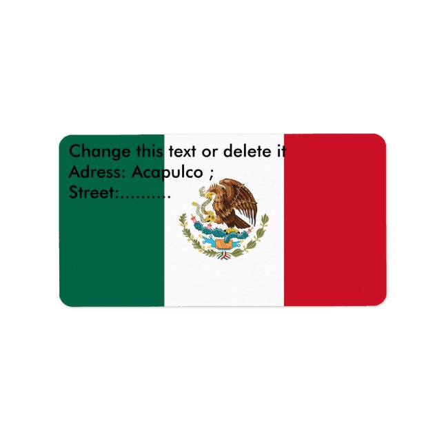 Étiquette personnalisé avec drapeau du Mexique (Devant)