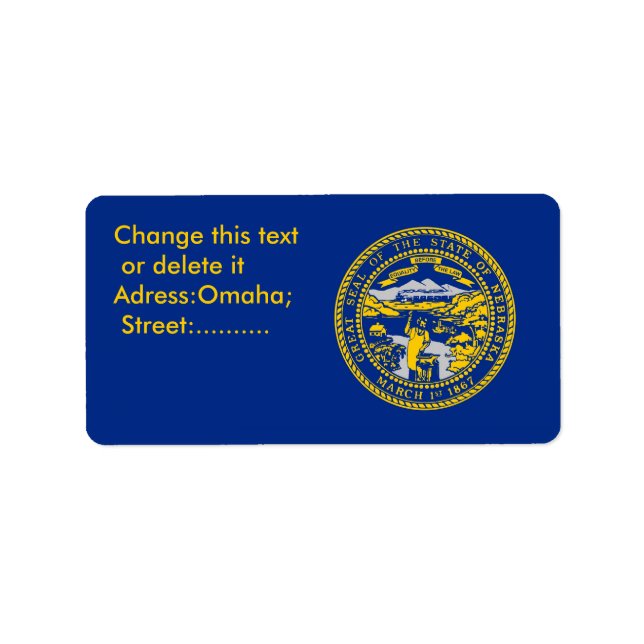 Étiquette personnalisé avec drapeau du Nebraska, É (Devant)