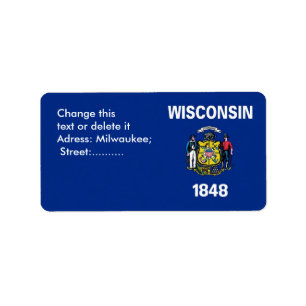Étiquette personnalisé avec drapeau du Wisconsin,