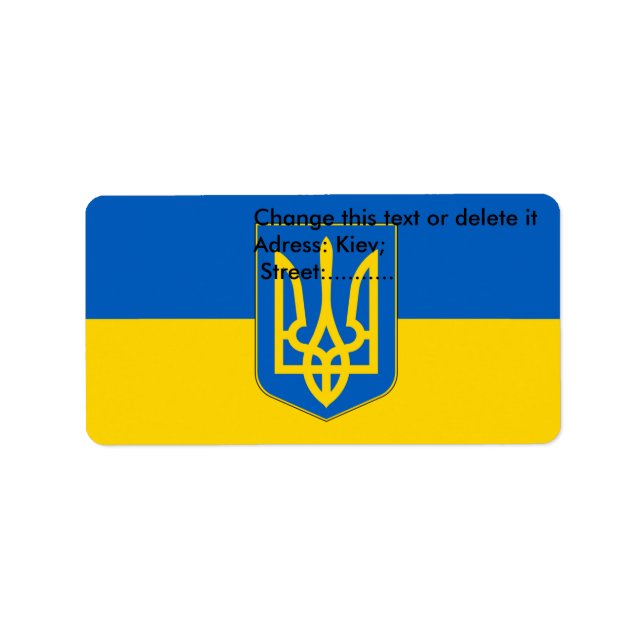 Étiquette personnalisé avec drapeau d'Ukraine (Devant)