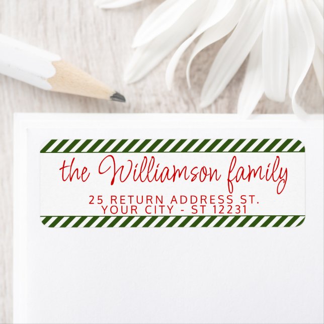 Étiquette Personnalisé Chic traditionnel Vert Grandes Blancs (En situation)