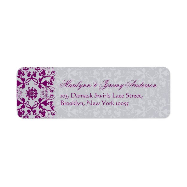 Étiquette personnalisé Damask Swirls Lace Orchid (Devant)