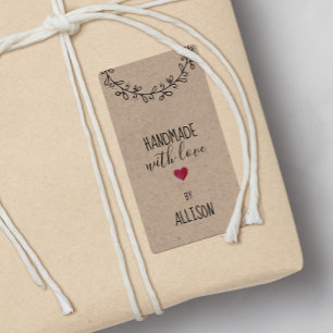 Étiquette Personnalisé Faux Kraft Look Fabriqué à la main Co