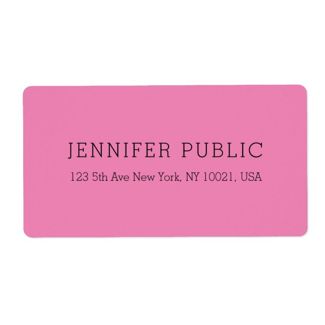 Étiquette Personnalisé Moderne Simple Conçu Modèle rose (Devant)