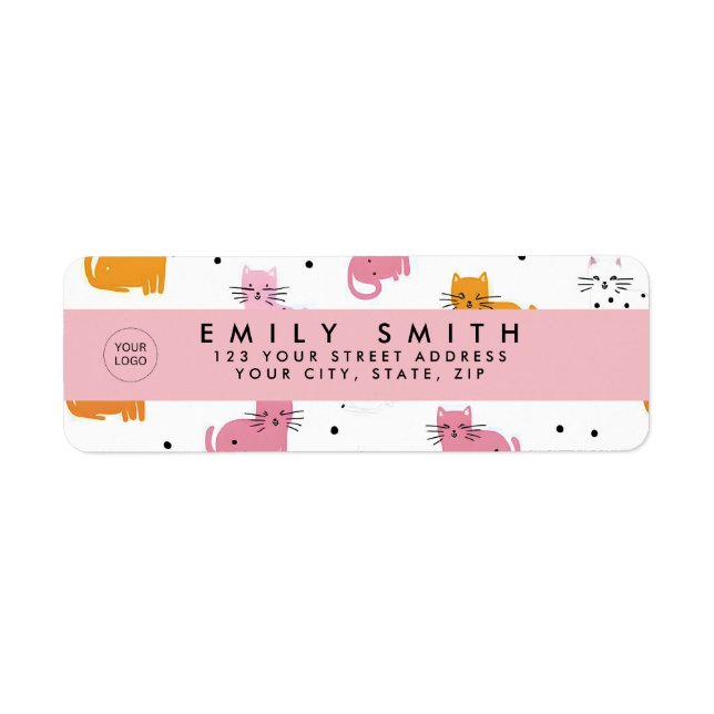 Étiquette Personnalisé Motif de chat jouant avec Pois (Devant)