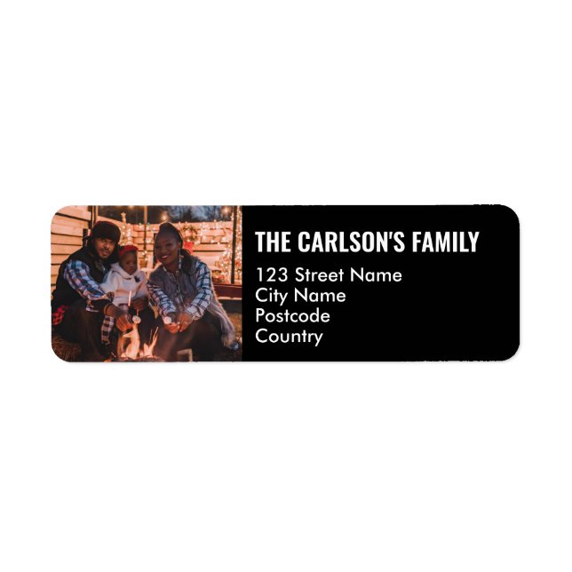 Étiquette Personnalisé votre photo dans un cadre noir avec d (Devant)