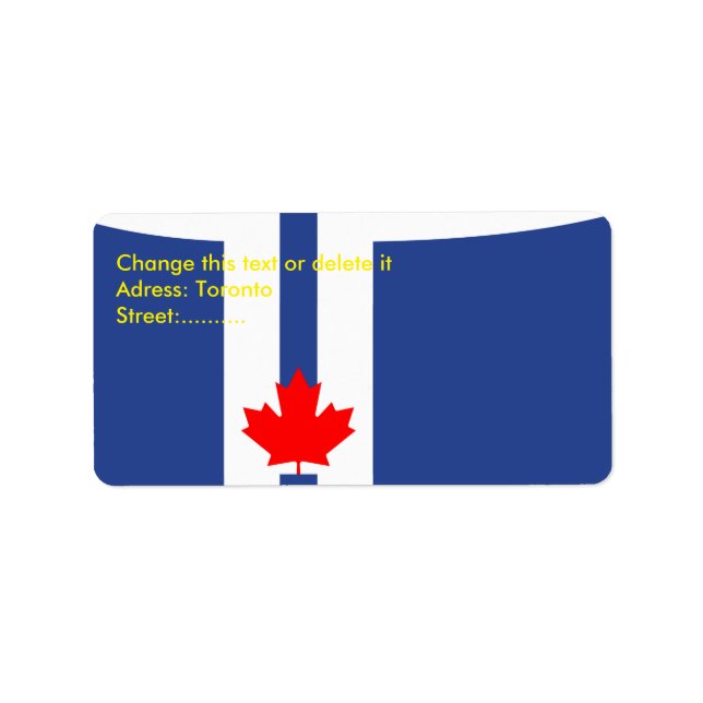 Étiquette personnalisée avec le drapeau de Toronto (Devant)