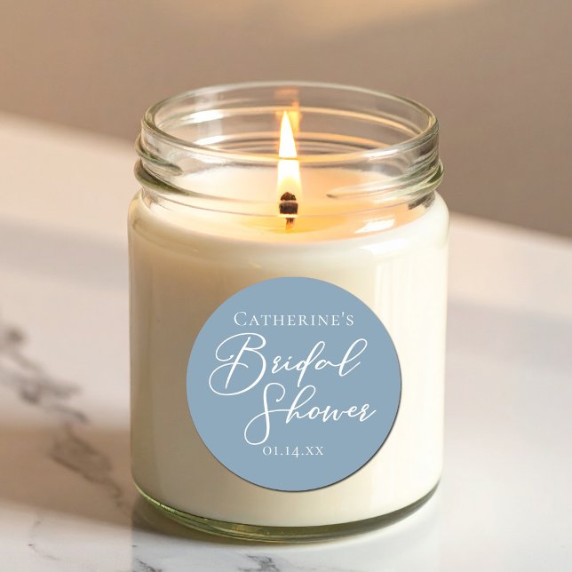 Étiquette personnalisée de Baby Shower Bleu Poussi (Créateur téléchargé)