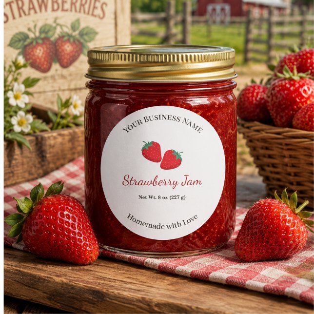 Étiquette personnalisée de confiture de fraise de  (Créateur téléchargé)