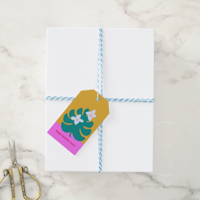 Étiquette personnalisée de naissance de palmier mi (Avec de laficelle)