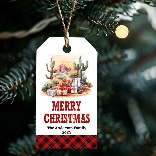 Étiquette personnalisée de Noël rustique Yuletide  (Rustic Yuletide Yeehaw Christmas tag personalized)