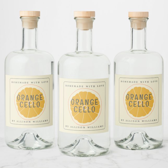 Étiquette personnalisée d'Orangecello fait maison (Bouteilles)