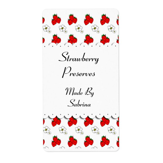Étiquette personnalisée fraises et fleurs (Devant)