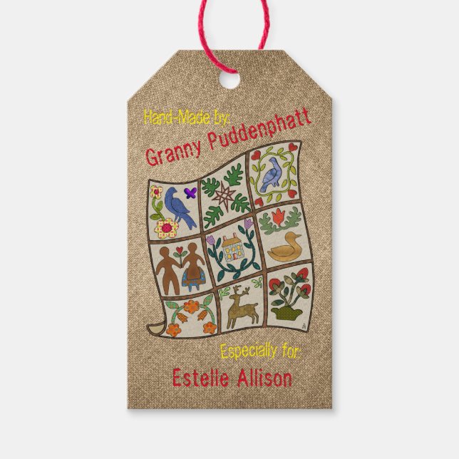 Étiquette personnalisée pour courte-pointe faite à (Devant)