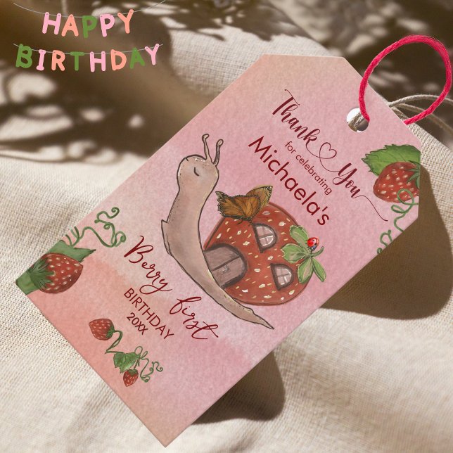 Étiquette personnalisée pour fraises : Anniversair (Custom Strawberry Favor Tag: Birthday & Baby Gift Tags)