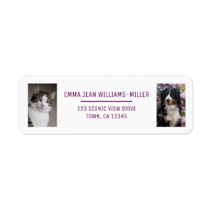 Étiquette Personnaliser 2 Photos Chat Chien moderne Adresse 