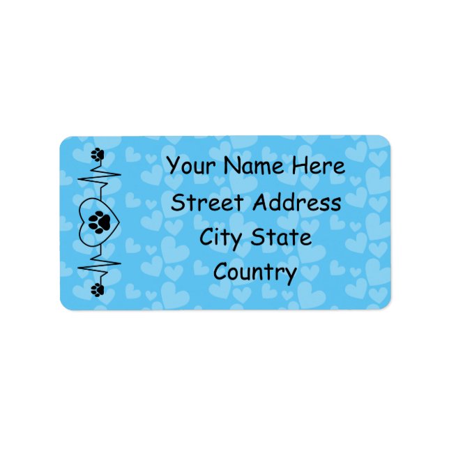 Étiquette Personnaliser Heartbeat Dog and Heart (Devant)