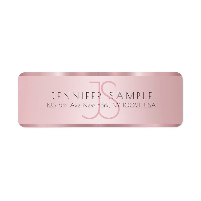 Étiquette Personnaliser Monogrammed Rose Gold Adresse de ret (Devant)