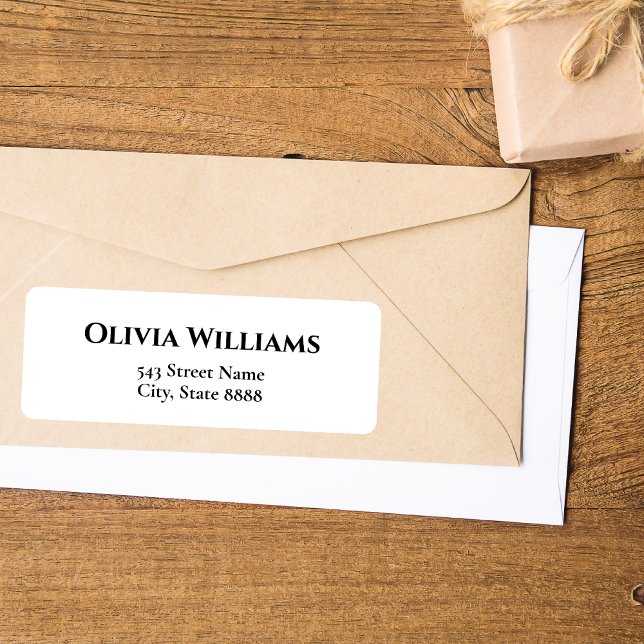 Étiquette Personnaliser simple texte noir en blanc élégant (Créateur téléchargé)