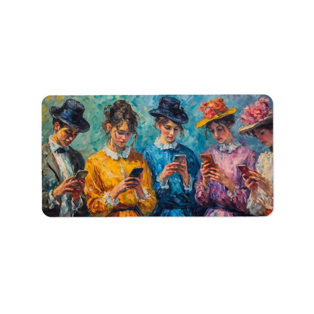 Étiquette Personnes du 19e siècle utilisant des smartphones (Devant)