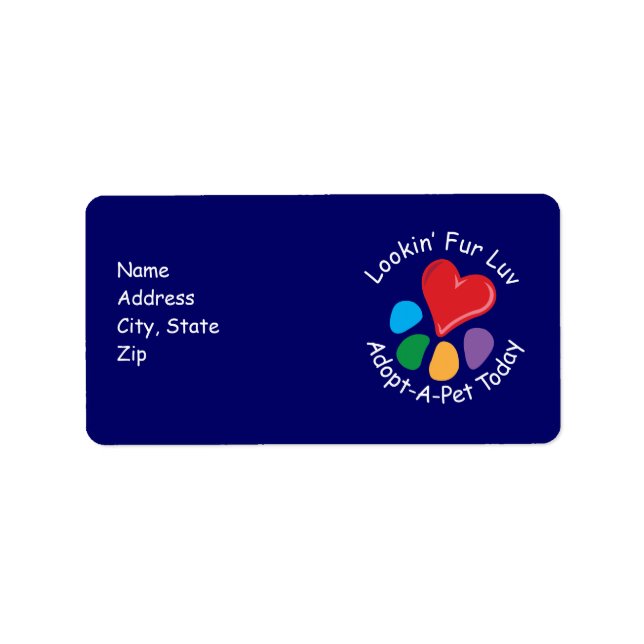 Étiquette Pet Adoption_Coeur_Paw_Lookin Luv fourrure (Devant)