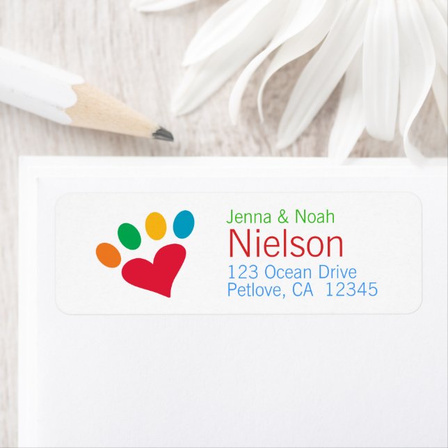 Étiquette Pet Lover Heart Chien Chat Empreinte de patte Adre (En situation)