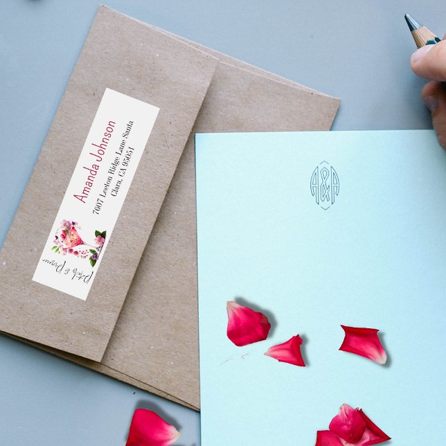 Étiquette Pétales & Prosecco Rose Pâle Floral Fête de Mariag (Créateur téléchargé)