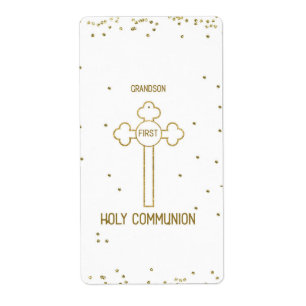 Étiquette Petit-fils Première Sainte Communion Croix de styl