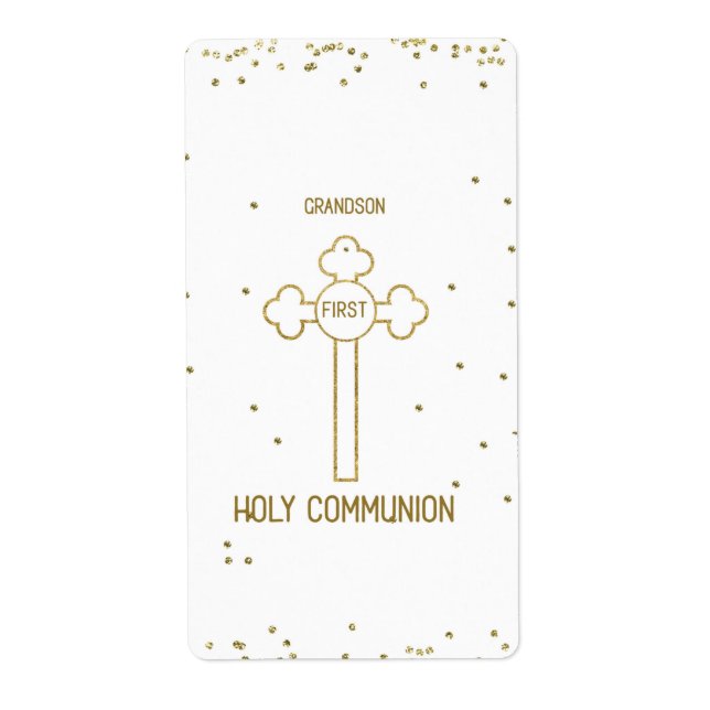 Étiquette Petit-fils Première Sainte Communion Croix de styl (Devant)