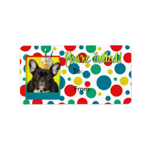Étiquette Petit gâteau d'invitation 2 ans - bouledogue
