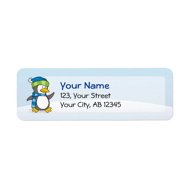Étiquette Petit manchot marchant sur la neige (Devant)