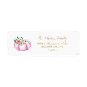 Étiquette Petite Citrouille Pastel Rose Floral Adresse de Re