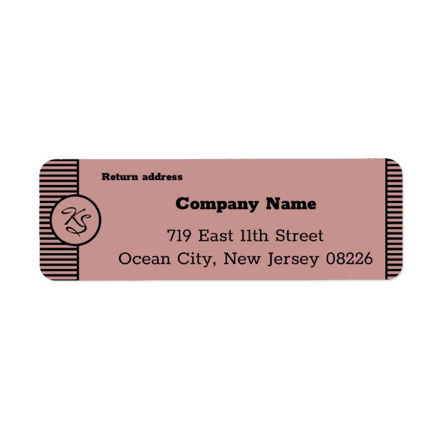 Étiquette Petite entreprise en noir et rose Texte et initial (Devant)