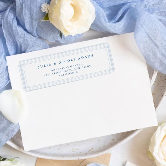 Étiquette Petite Fête de Naissance Ourson en Vichy Bleu (Créateur téléchargé)