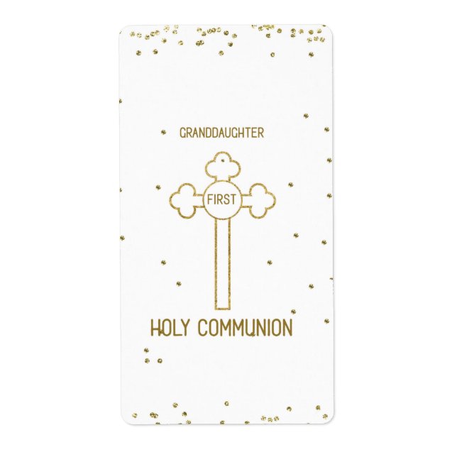 Étiquette Petite-fille Première Sainte Communion Croix de co (Devant)